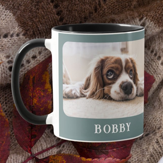 Hunde Foto Pet Minimalistisch Grün Frohe Weihnacht Tasse (Von Creator hochgeladen)