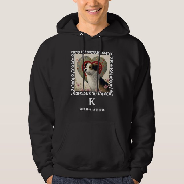 Hunde-Foto-Pfeile drucken Monogramm und geben Pers Hoodie (Vorderseite)
