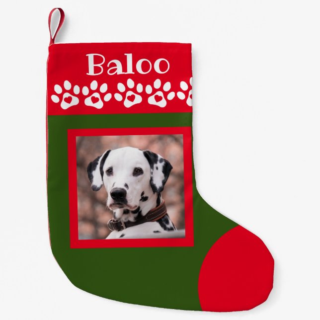 Hunde Foto Rot und Grün Weihnachten Strumpf Kleiner Weihnachtsstrumpf (Vorderseite)
