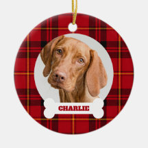 Hunde-Foto rotes Tartan Karo mit individuellem Nam