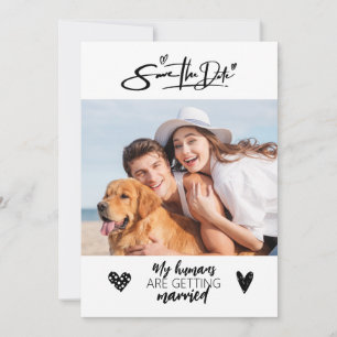 Hunde Foto Rustikal Save the Date Schwarze Hochzei Einladung