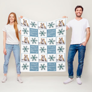 Hunde Foto Typografie Snowflake Weihnachten Fleecedecke