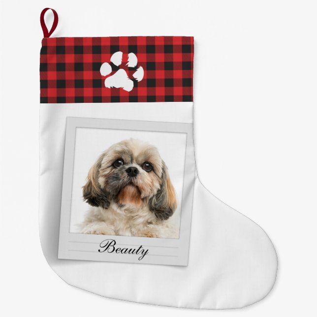 Hunde Foto und Haustier Besitzer Personalisiert Großer Weihnachtsstrumpf (Vorderseite)