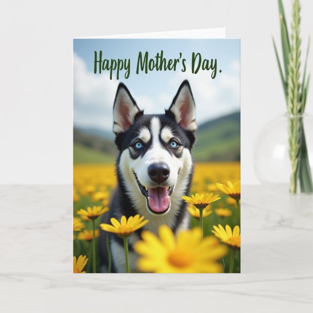 Hunde Freude Blumen Muttertagskarte Karte (Vorderseite)