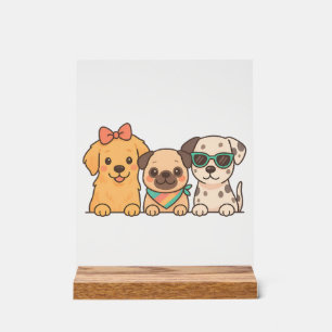 Hunde Freunde � Süßes Trio von Hunden im Pastell-S Acrylschild