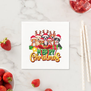 Hunde frohe Weihnachtsbaum Serviette