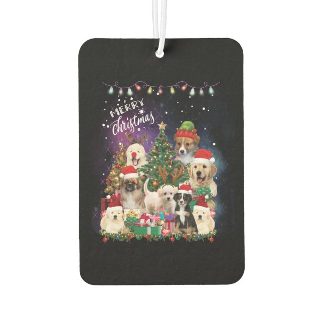 Hunde frohe Weihnachtslicht Autolufterfrischer (Rückseite)