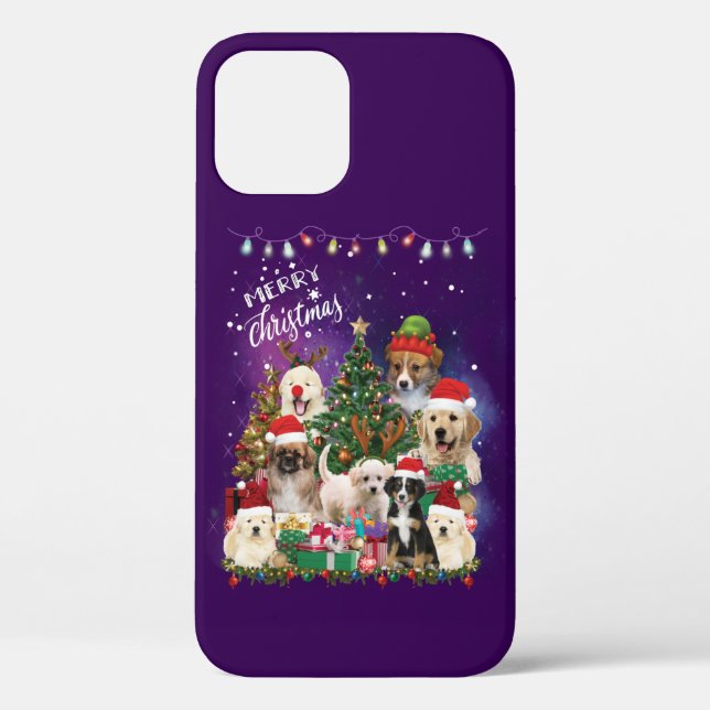 Hunde frohe Weihnachtslicht Case-Mate iPhone Hülle (Rückseite)