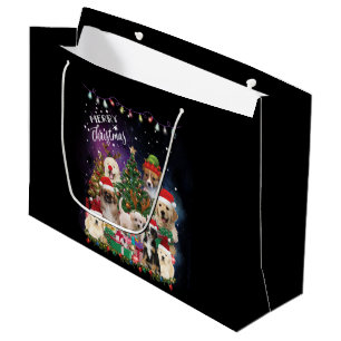 Hunde frohe Weihnachtslicht Große Geschenktüte
