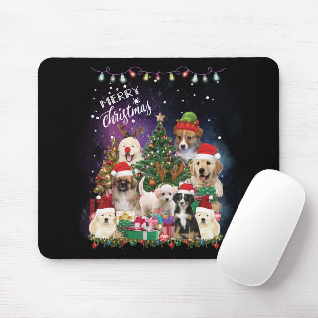Hunde frohe Weihnachtslicht Mousepad (Mit Mouse)