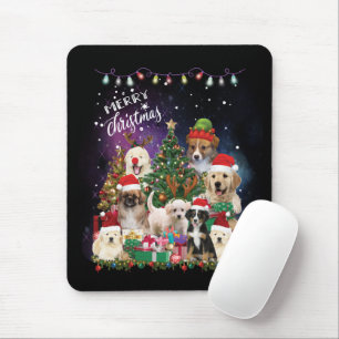 Hunde frohe Weihnachtslicht Mousepad