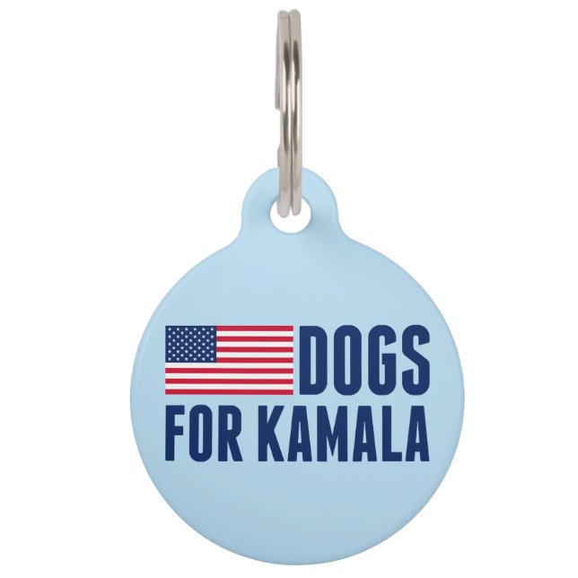Hunde für Kamala Harris American Flag Haustiermarke (Vorderseite)