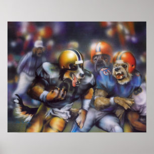 Hunde Fußball spielen Poster
