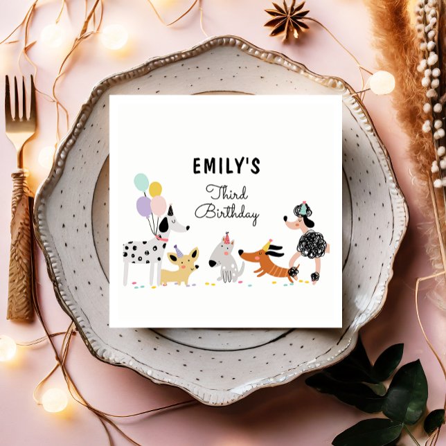 Hunde Geburtstag Welpe Pawty Tiere Haustiere Veter Serviette (Von Creator hochgeladen)