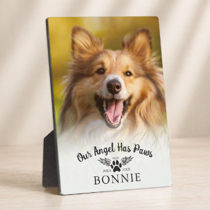 Hunde-Gedenk-Abdruck-Engelsflügel-Foto-Andenken Fotoplatte