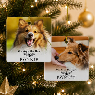 Hunde-Gedenk-Abdruck-Engelsflügel-Foto Keramikornament