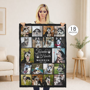 Hunde-Gedenk-Fotocollage Für immer in unseren Herz Fleecedecke