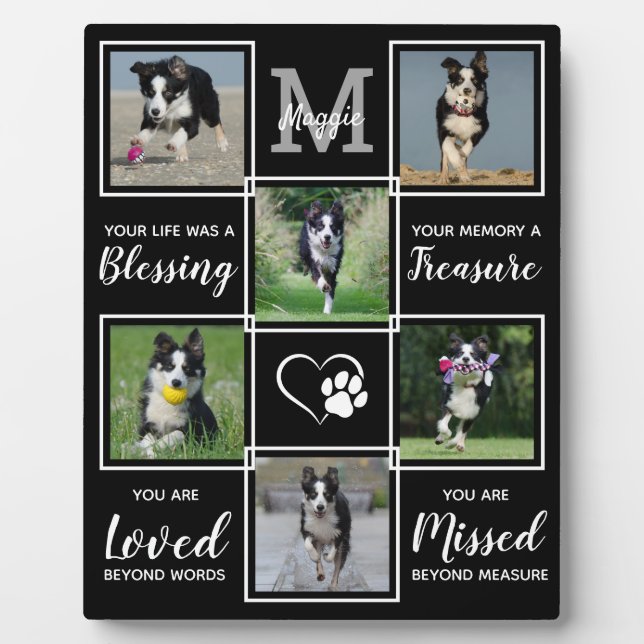 Hunde-Gedenkgeschenk - Pet Loss Monogram, Hund-Sak Fotoplatte (Vorderseite)