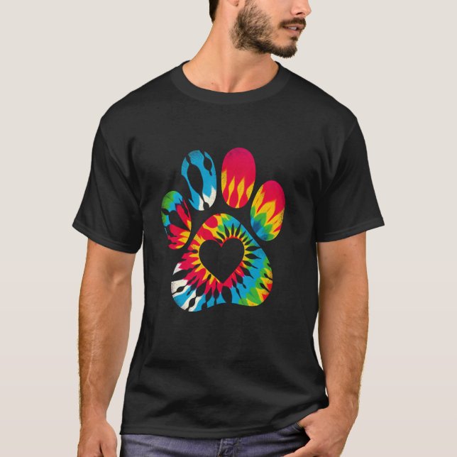 Hunde Gefärbte Krawatte Herzstück Valentine Farben T-Shirt (Vorderseite)