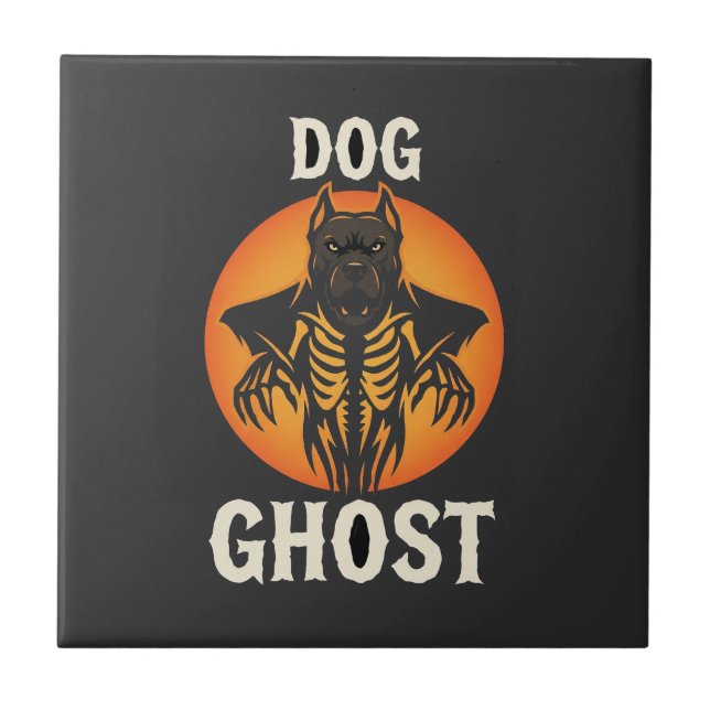 Hunde-Geist-Halloween-Horror-Vektor Fliese (Vorderseite)
