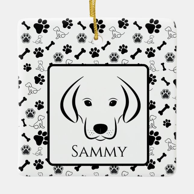 Hunde Geschenk Schwarz-Weiß-Ornament Keramikornament (Vorderseite)