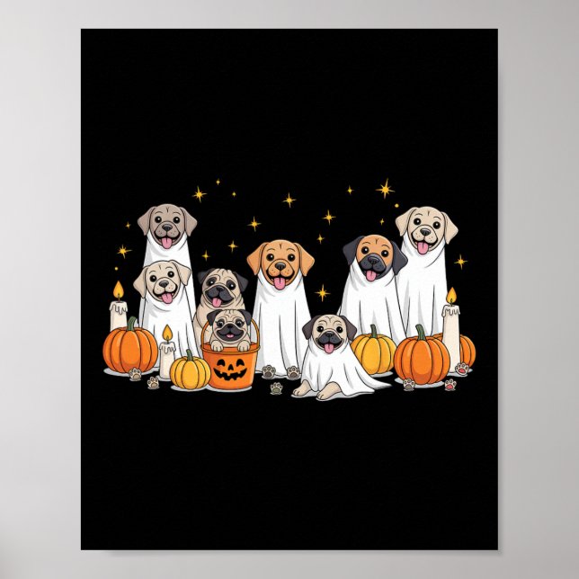 Hunde Gespenster Niedliche Hunde als Ghost Funny H Poster (Vorne)