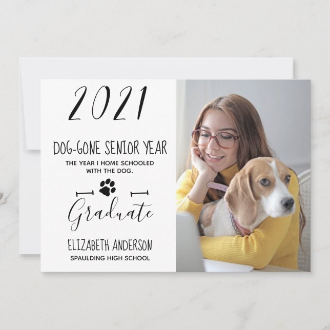 Hunde Gone Senior Year Class 2021 Foto Abschluss Einladung (Vorderseite)