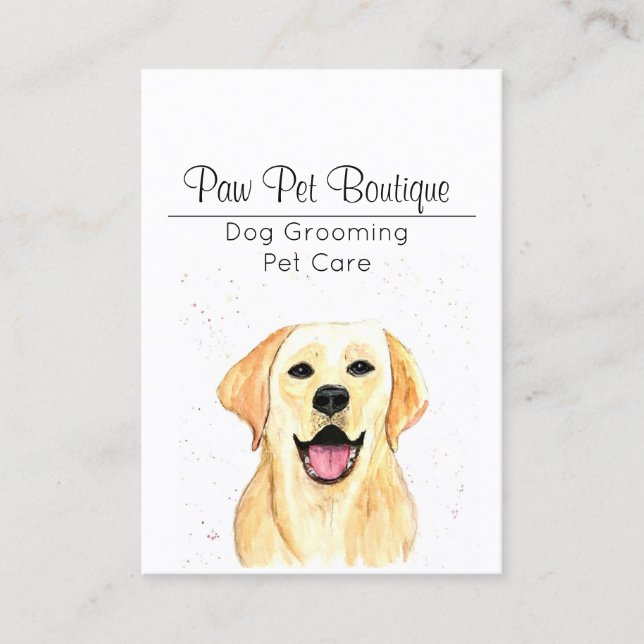 Hunde Groomer Haustier Pflegetuch Aquarell Welpe Visitenkarte (Vorderseite)