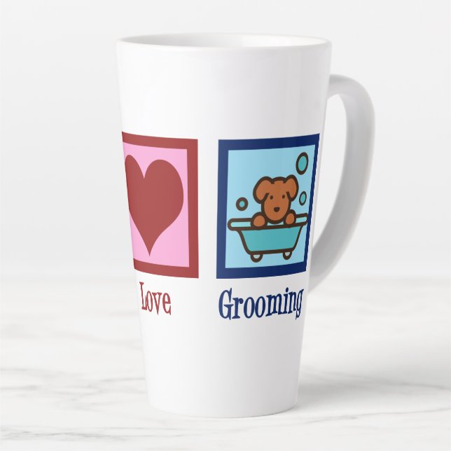 Hunde Groomer Peace Liebe Pet Grooming Milchtasse (Rechte Ecke)