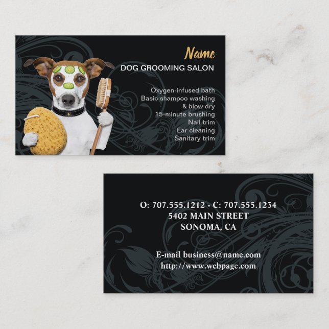 Hunde-Grooming-Salon-Visitenkarte Visitenkarte (Vorne/Hinten)