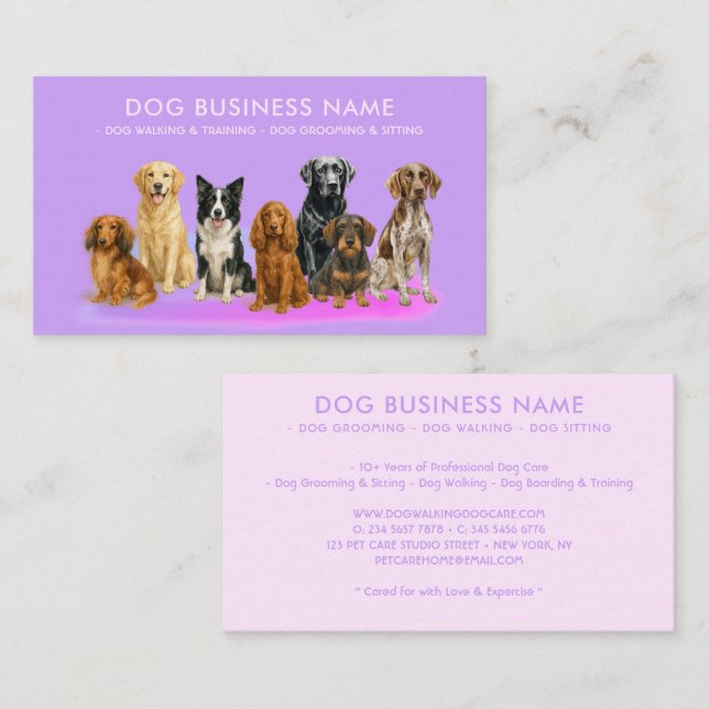 Hunde-Grooming-Walking-Boarding-Training Visitenkarte (Vorne/Hinten)