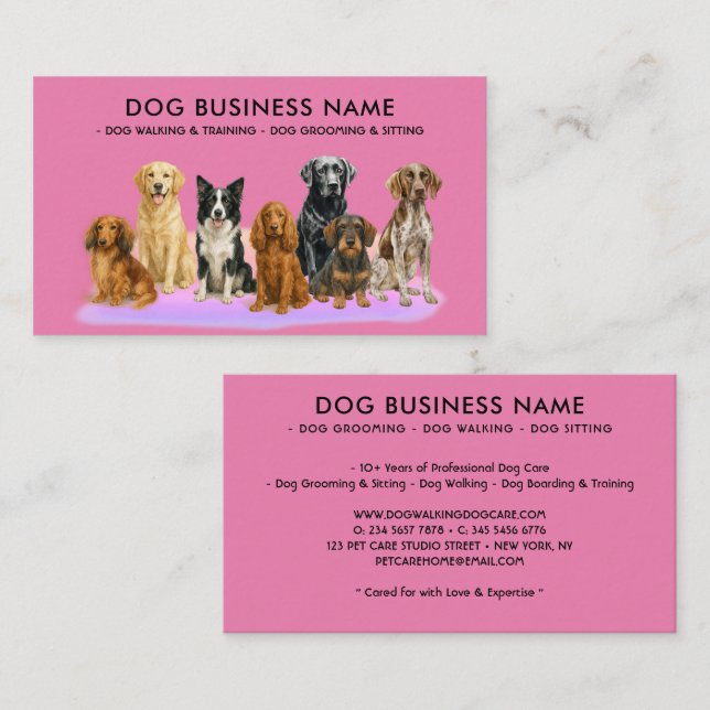 Hunde Grooming Walking Sitter Boarding Training pi Visitenkarte (Vorne/Hinten)
