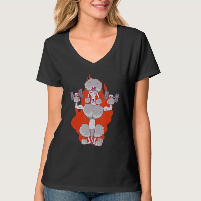 Hunde Gymnastik Pudel Muskeln niedlich stark T-Shirt (Vorderseite)