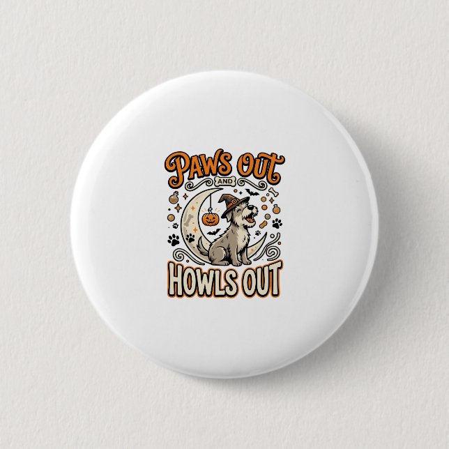 Hunde-Halloween-Heul-Party Button (Vorderseite)