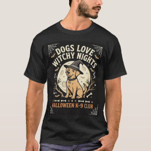 Hunde Halloween Hexe Mond T-Shirt