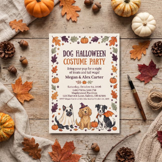 Hunde-Halloween-Kostenparty Orange Schwarz Einladung