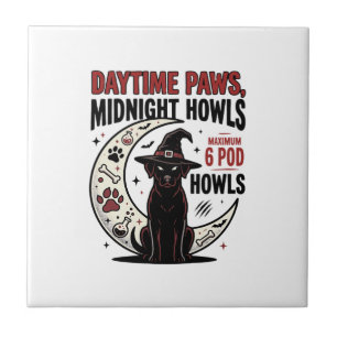 Hunde-Halloween-Mitternachtsheulen Fliese