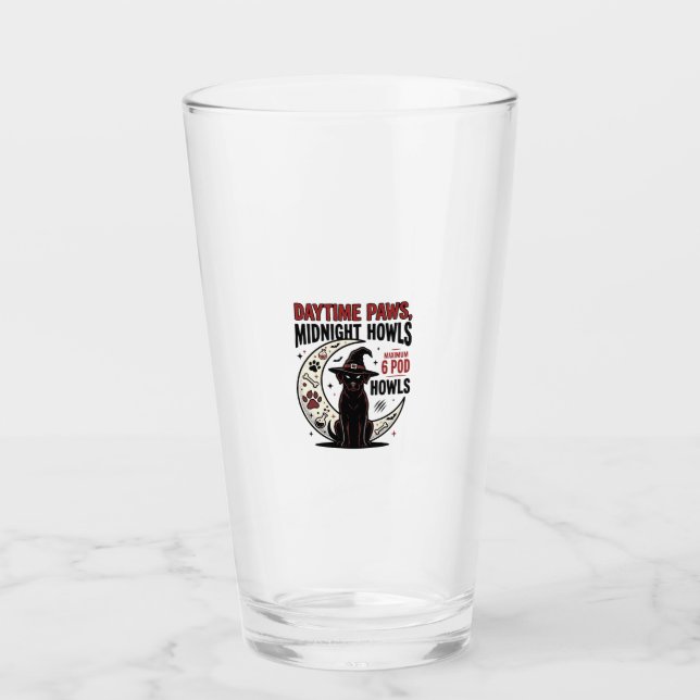 Hunde-Halloween-Mitternachtsheulen Glas (Vorderseite)