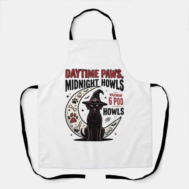 Hunde-Halloween-Mitternachtsheulen Schürze (Vorderseite)