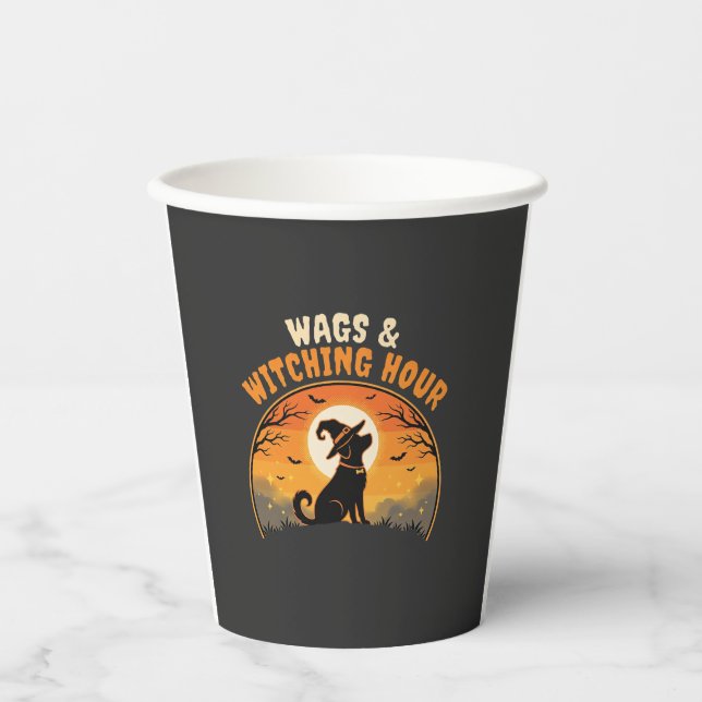 Hunde Halloween Mondlicht Pappbecher (Vorderseite)