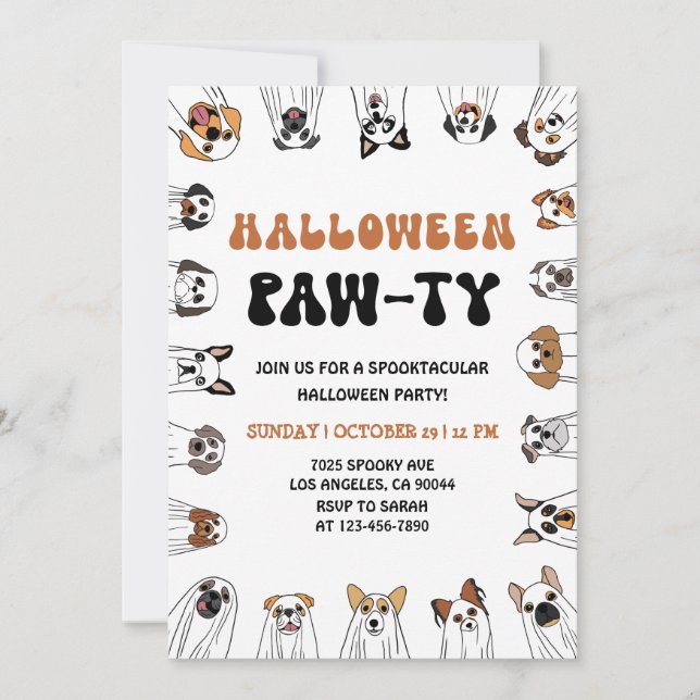 Hunde-Halloween-Party laden Hundekostspielparade e Einladung (Vorderseite)