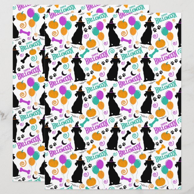 Hunde Halloween Scrapbook Papier (Vorne/Hinten)