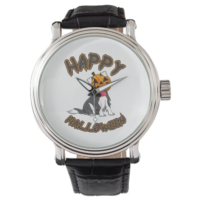 Hunde Halloween T-ShirtHappy Halloween Hund-T-Shir Armbanduhr (Vorderseite)