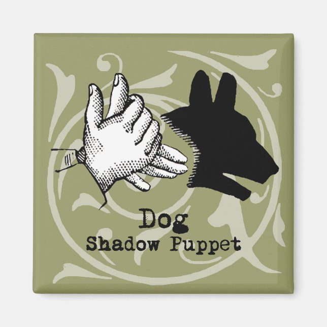 Hunde Hand Puppet Shadow Games Vintag Magnet (Vorne)