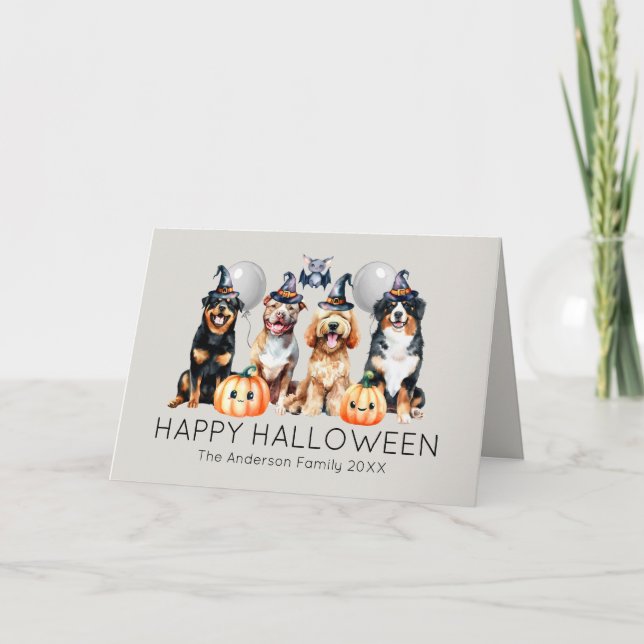 Hunde Happy Halloween Feiertagskarte (Vorderseite)