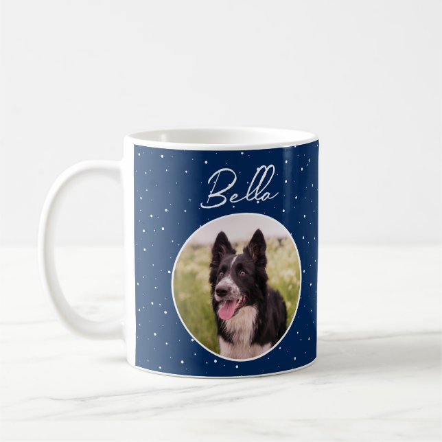 Hunde Haustier Benutzerdefinierter Foto Name Blaue Kaffeetasse (Links)