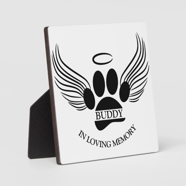 Hunde Haustier Engel Wings Memorial Individuelle N Fotoplatte (Vorderseite)