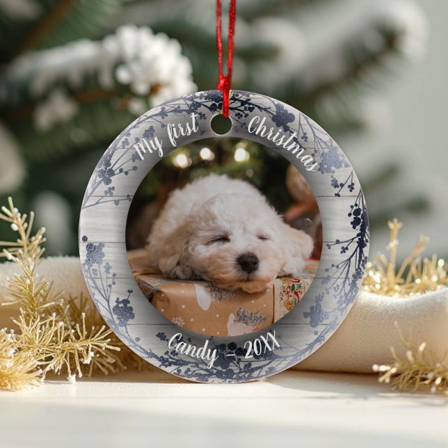 Hunde Haustier Erste Weihnachtsfeier Kränze Silber Keramik Ornament (Von Creator hochgeladen)