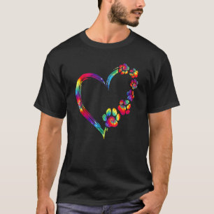 Hunde Herz mit Pfoten Hundepfau im Herzen T-Shirt