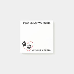 Hunde hinterlassen Pfotenabdrücke auf unseren Herz Post-it Klebezettel